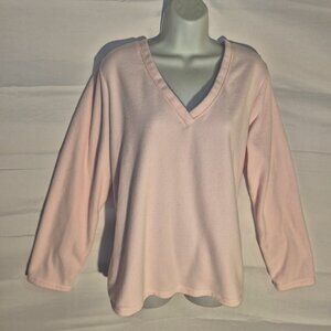Old Navy Pink Velour top w/ V neck in size XL